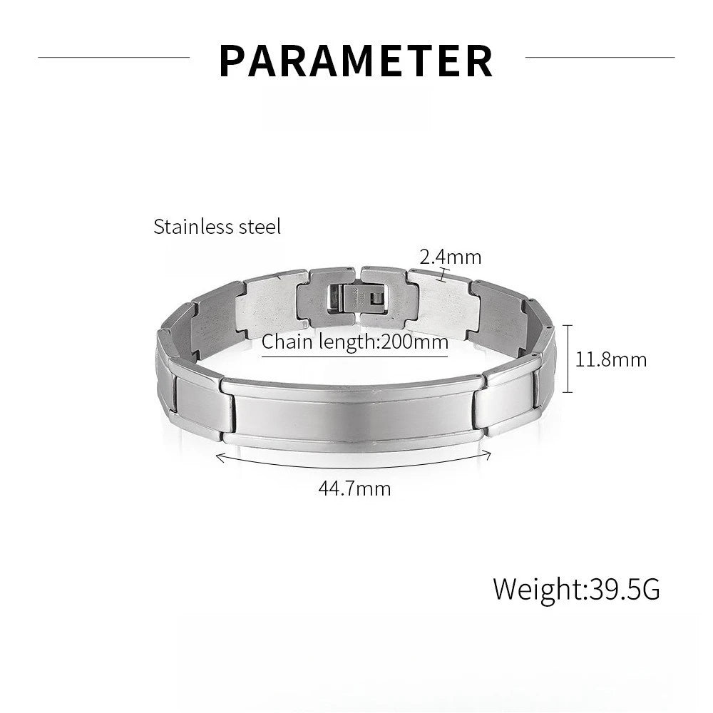 Chunky Men Bracelet,Thick Stainless Steel Strap Chain Link Wristband,Punk Male Jewelry Gift
