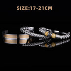 3pcs Set Men Bracelet Stainless Steel Rope Bangles Men Skull Bracelets with Tigereye Natural Stone Gift Accessories