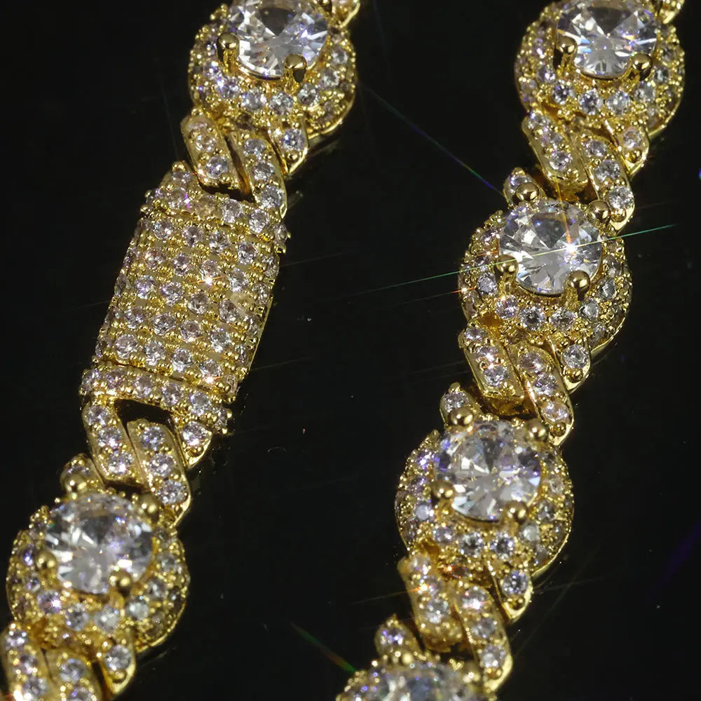 Iced Out Cuban Chain Necklace Stainless Steel Bead