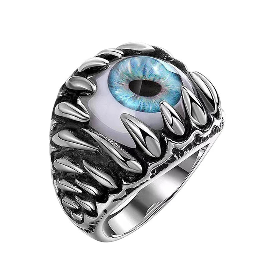 Retro Devil Teeth Eyes Shape Rings for Men Women Punk Devil Eye Ring Hip Hop Rock