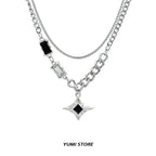 Hip Hop Zircon Cross Pendant Necklace For Man Woman Luxury Titanium Steel Non-Fading Clavicle Sweater Chain Couple Jewelry