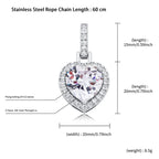 Iced Out Heart Pendant Necklace Stainless Steel CZ