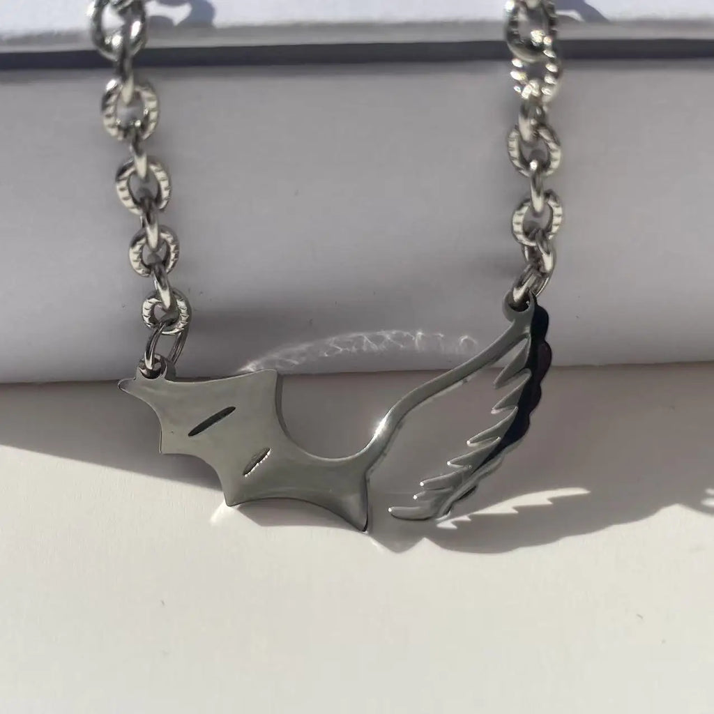 High-quality Stainless Steel Angel and Devil Wings Pendant Necklace, Personalized Design Hip-Hop Men's and Women's Gift Necklace