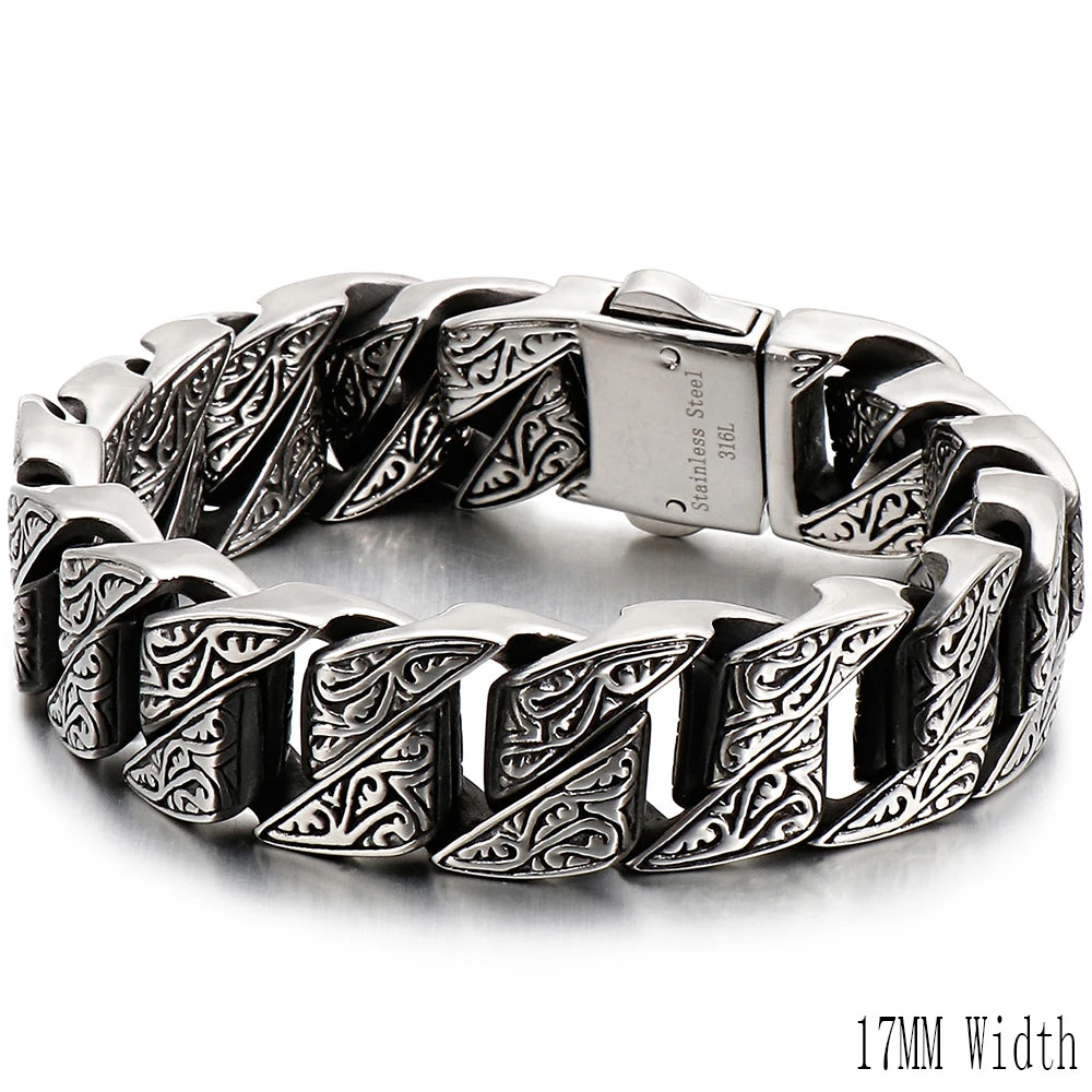 316l Stainless Steel Link Chain Man Bracelet for Men Punk Rock Gothic Vintage Biker Jewelry Price Men's Bracelets Boys