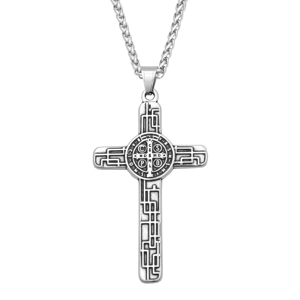 Jesus Cross Stainless Steel Pendant Necklace