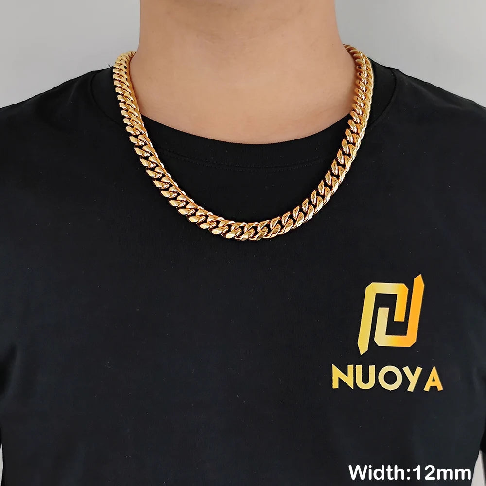 Stainless Steel Cuban Chain Necklace Miami 8/10/12MM