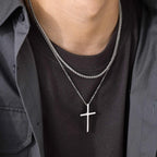 Layered Cross Pendant Set — Stainless Steel