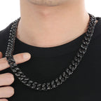 60CM Long 13MM Wide Choker Necklace Man Men's Solid Stainless Steel Curb Cuban Link Chain Necklaces for Men Male
