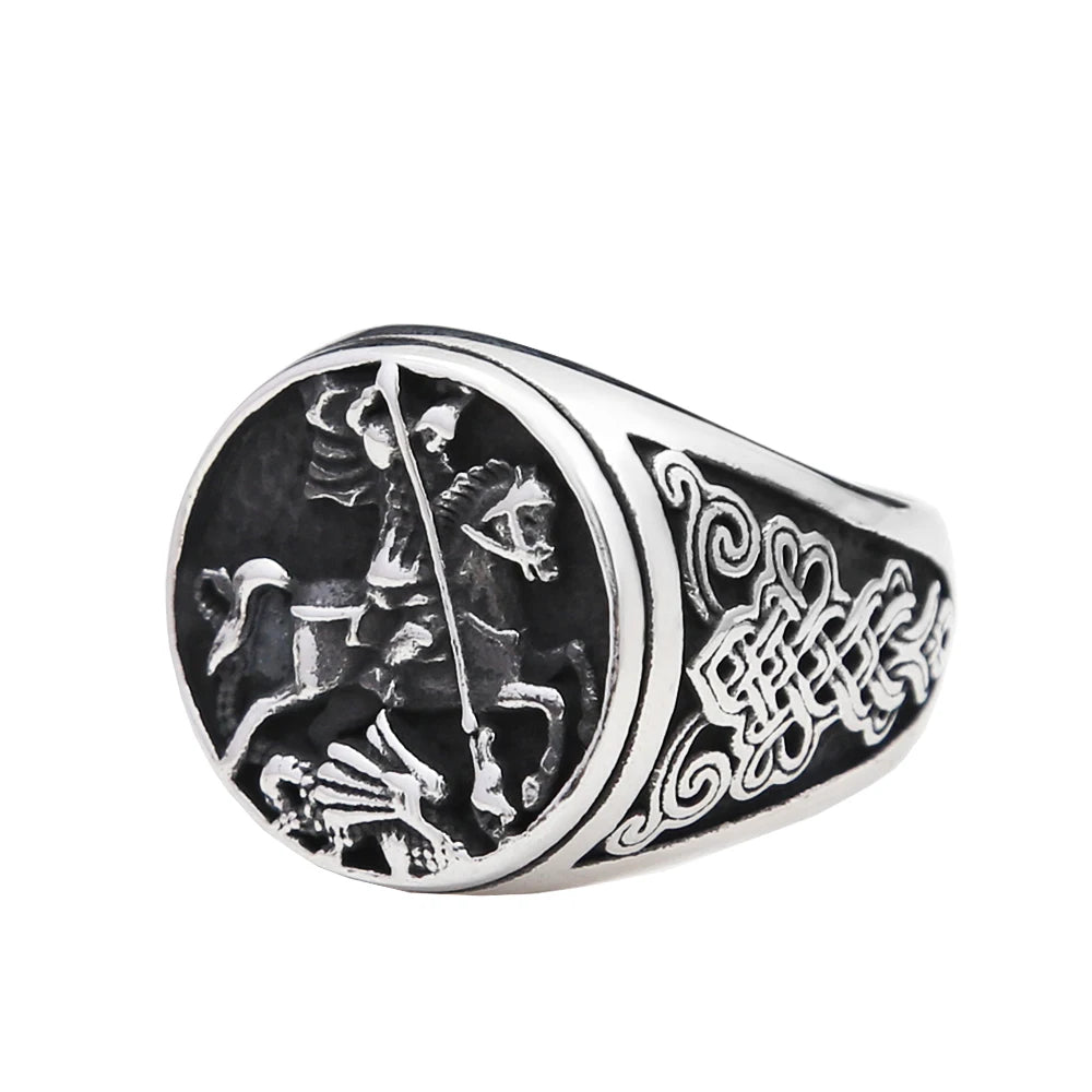 Fashion Punk Vintage Skull Ring Stainless Steel Gothic Biker Ring For Men Women Unique Viking Amulet Jewelry Gift