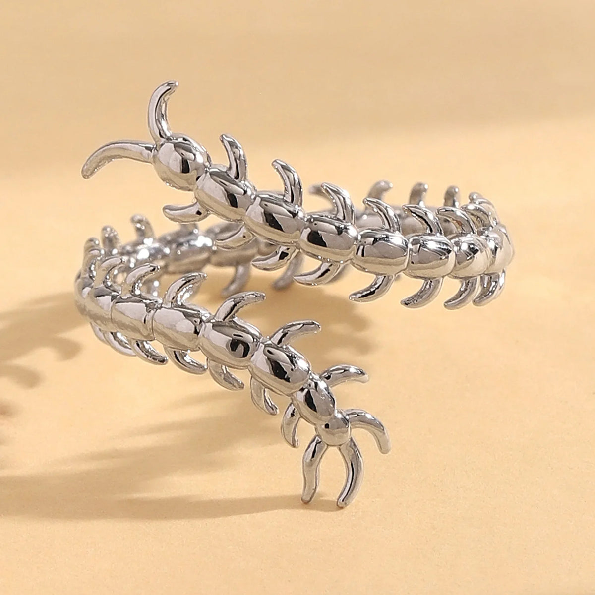 Gothic Centipede Open Ring for Men and Women — Adjustable Band