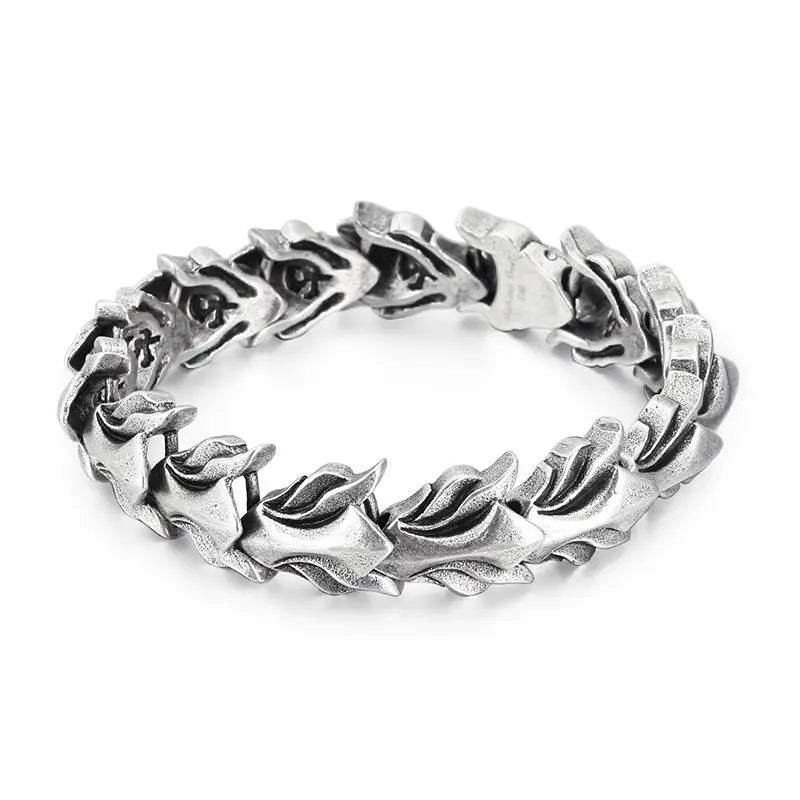 Punk Rock Viking Cuban Curb Bracelet Wrist Men Retro Hiphop Stainless Steel Charm Chain Male Dragon Bracelets Bangle