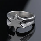 Simple Six-Point Star Band Ring — Stainless Steel