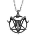 Gothic Punk Demon Sheep Skull Pendant Stainless Steel Pentagram Necklace For Men Women Unique Amulet Jewelry Gift