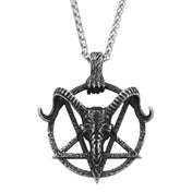 Gothic Demon Skull Pentagram Pendant Necklace — Stainless
