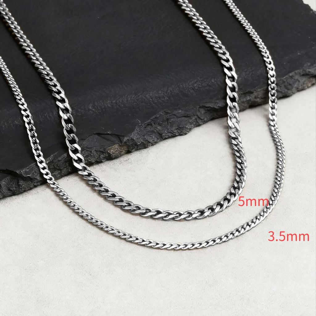 Two-Tone Cuban Box Rope Chain Necklace Set