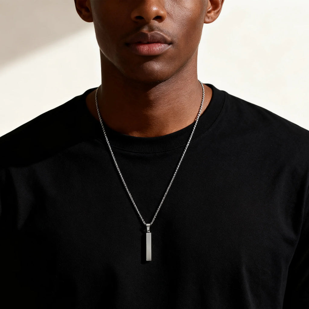 Pillar Bar Pendant Necklace — Stainless
