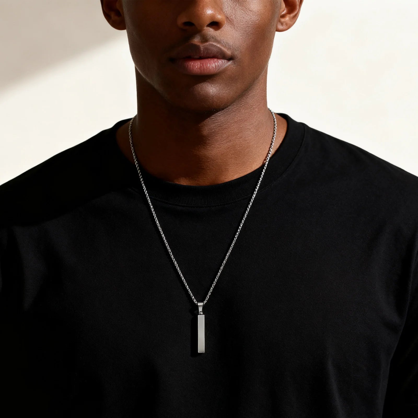 Pillar Bar Pendant Necklace — Stainless