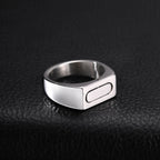 Rotatable Stainless Steel Spinner Ring for Men, Geometric Square Fidget Band Silver Color Daily Wear Jewelry Gift Size