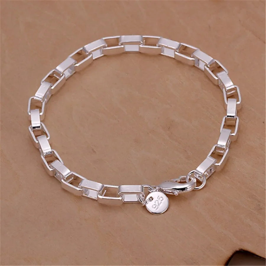 Twisted Chain Bracelet for Men & Women — Silver-Tone, Simple
