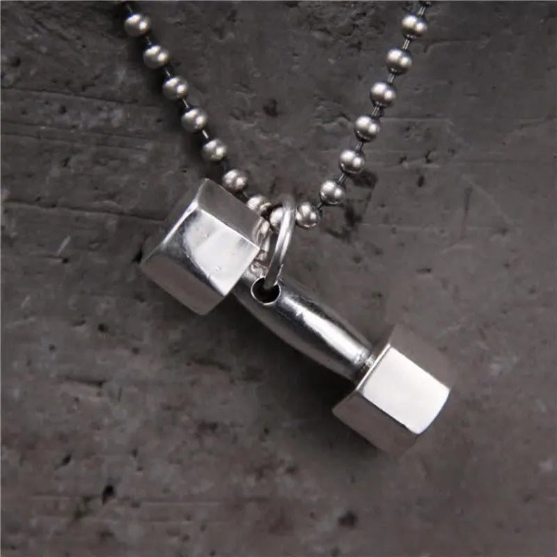 Glossy Dumbbell Pendant — 925 Silver