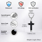 Luxury Natural Black Onyx Cross Necklace for Men,Waterproof Stainless Steel Cross Pendant,Jewelry Gift for Husband