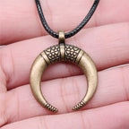 Witch Horn Crescent Moon Pendant — Stainless Steel