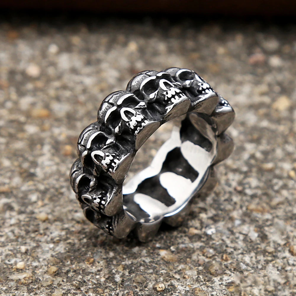 Gothic Skull Steel Ring Vintage Punk Rock Party