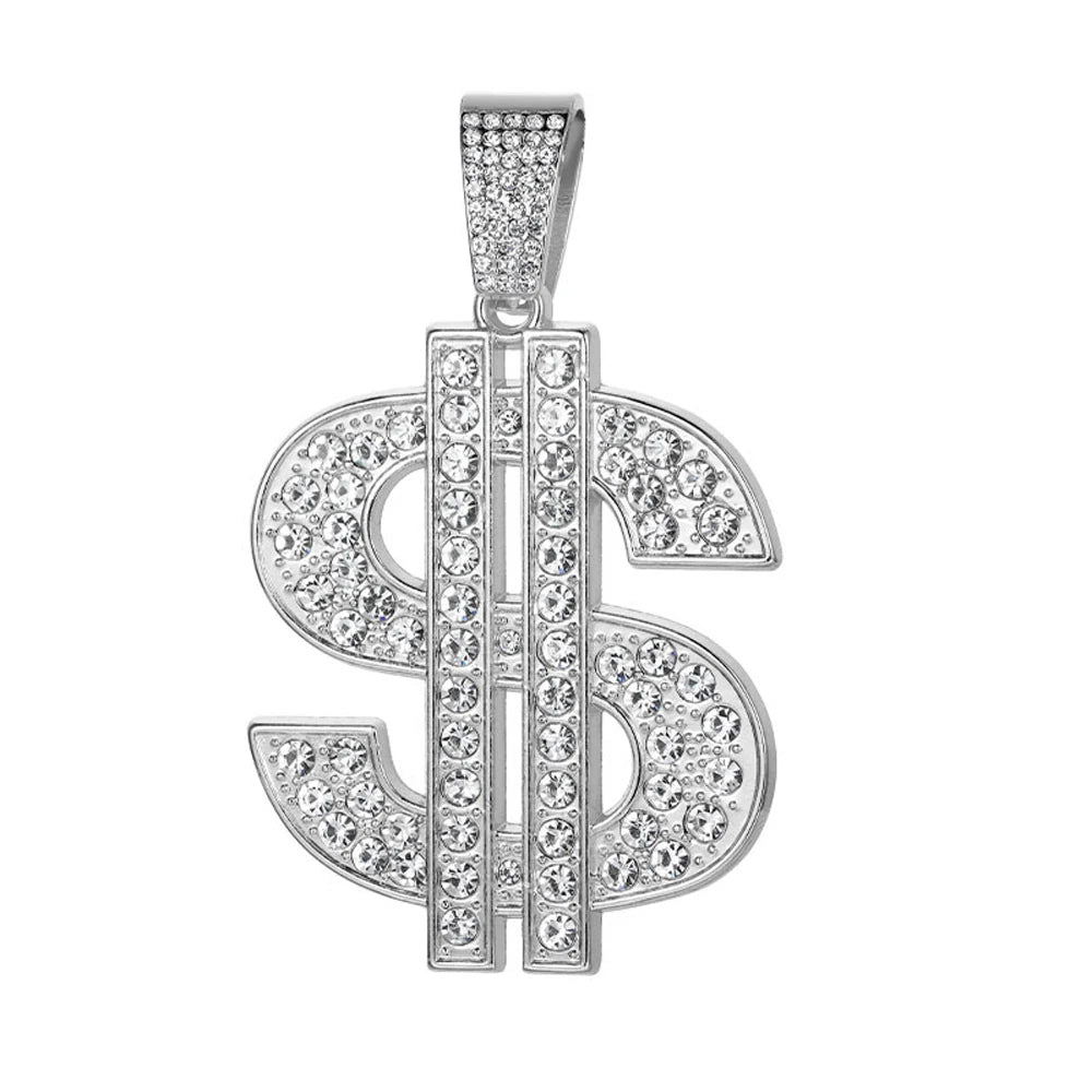 Fashion Hip Hop Dollar Pendant Necklace with 13mm Cuban Chain US Dollar Money Sign Necklaces Rap Rock Punk Jewelry For Man Gift