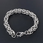 Punk Braided Biker Chain Bracelet — Stainless Steel, 18.5-21.5cm
