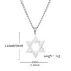 HNSP 316L Stainless Steel Star of David Pendant Necklace For Men Hexagram David Star Jewelry, Vintage Box Chain