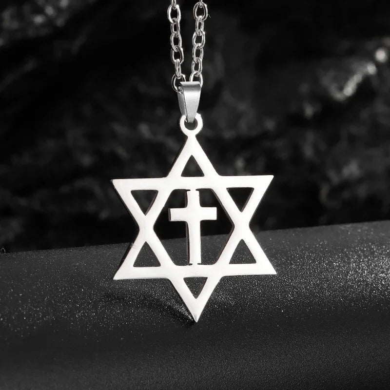 Vintage Christian Ice Crystal Jesus Head Pendant Necklace for Men and Women Cross Catholic Amulet Jewelry