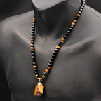Black Tiger Eye Beaded Pendant Necklace