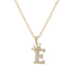 Crown Initial Letter Pendant Necklace — Copper