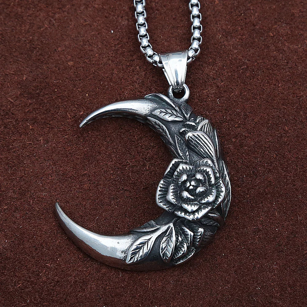Rose Moon Pendant — Stainless Steel