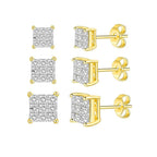 Gold Iced Out Square Zirconia Earrings Statement