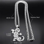 Gecko Statement Chain Necklace — Stainless Steel