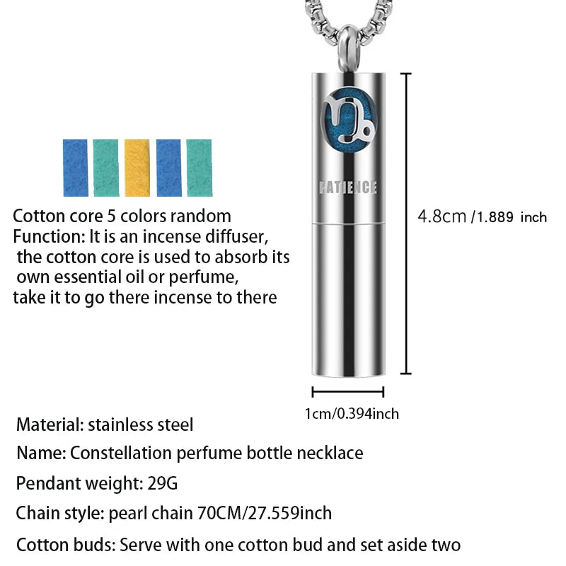 Twelve Constellation Aromatherapy Essential Oil Diffuser Pendant Necklace Stainless Steel New Aromatherapy Necklace Niche Pendan