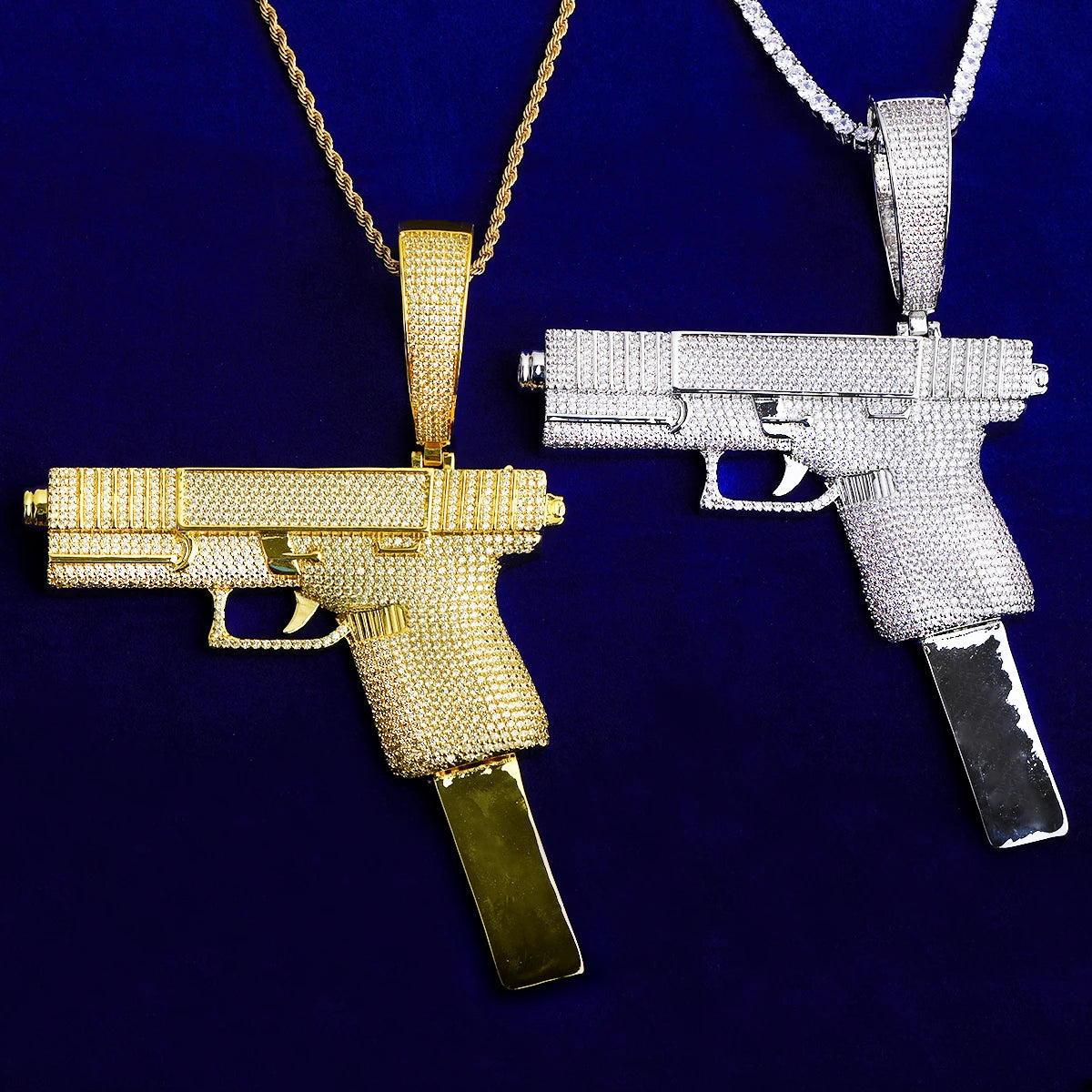 Bubble Letter Iced Out Big Gang Necklace Pendant for Men 5A Cubic Zirconia Gold Plated Hip Hop Jewelry