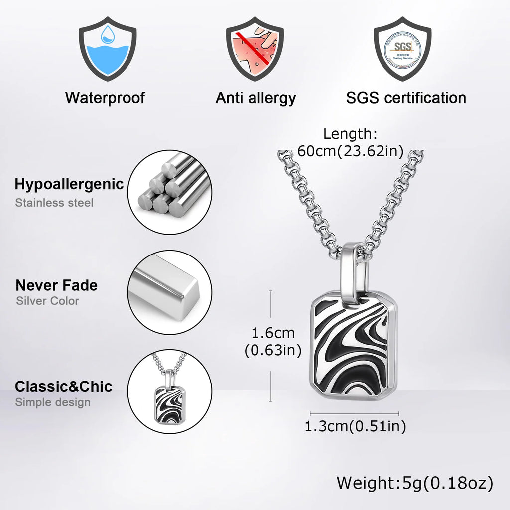 Stylish Black Drip Oil Geometric Necklace for Men,Stainless Steel Triangle Pentagram Square Pendant,New Jewelry Gift