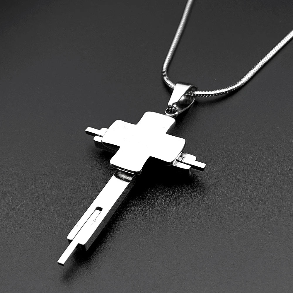 Multi-Layer Jesus Crucifix Pendant Necklace — Stainless Steel