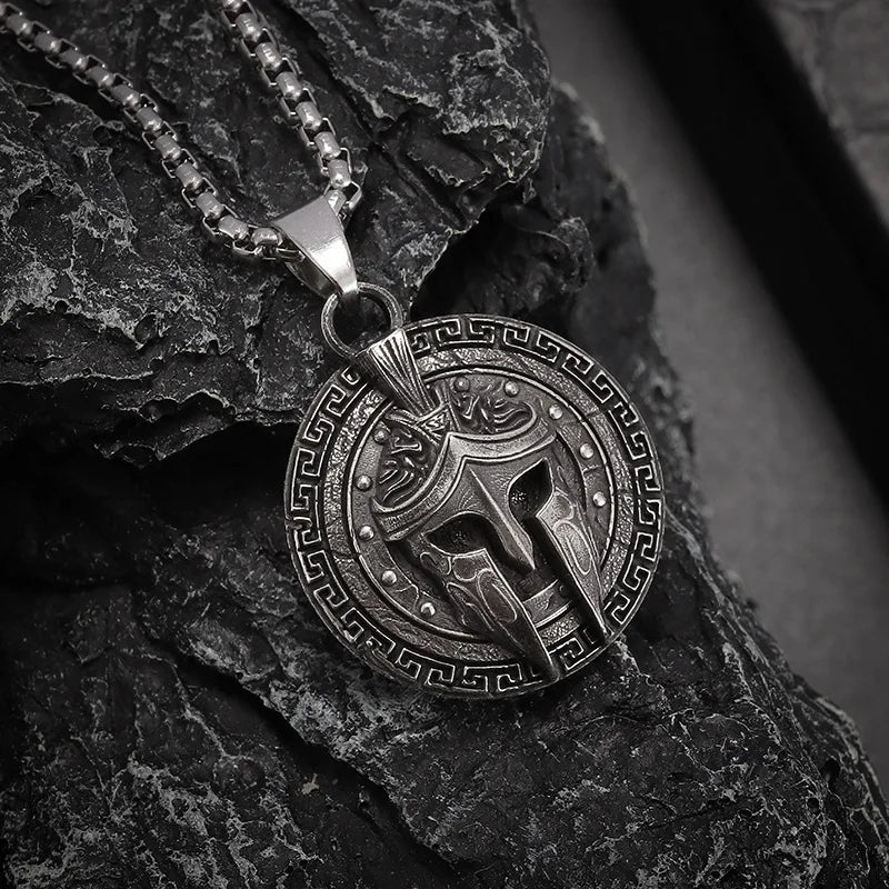 Spartan Warrior Stainless Steel Pendant Necklace