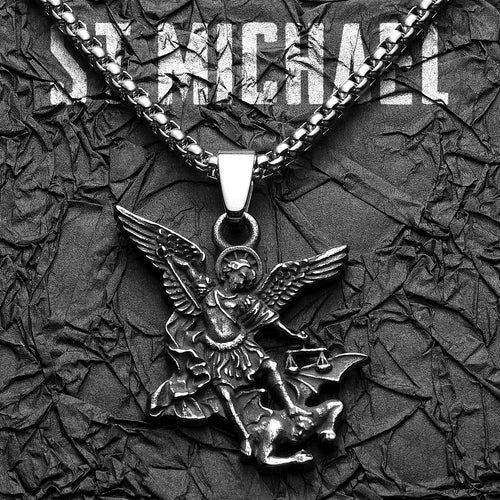 Winged Slayer Archangel Michael Pendant — Stainless Steel