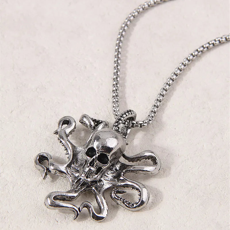Fashion Trendy Vintage Octopus Pendant Necklaces Jewelry For Women Hip Hop Long Necklace Men Women Jewelry Accessory