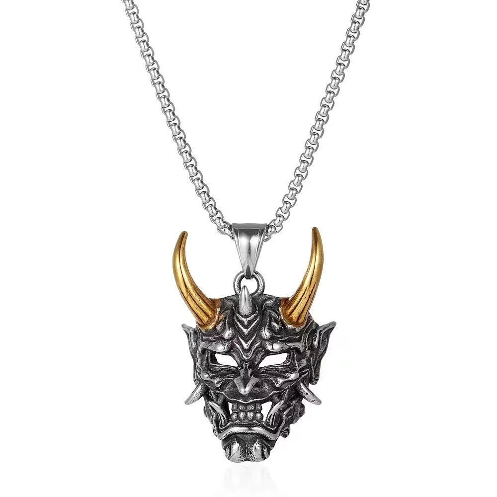 Samurai Devil Mask Pendant Necklace