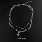Hip Hop Zircon Cross Pendant Necklace For Man Woman Luxury Titanium Steel Non-Fading Clavicle Sweater Chain Couple Jewelry