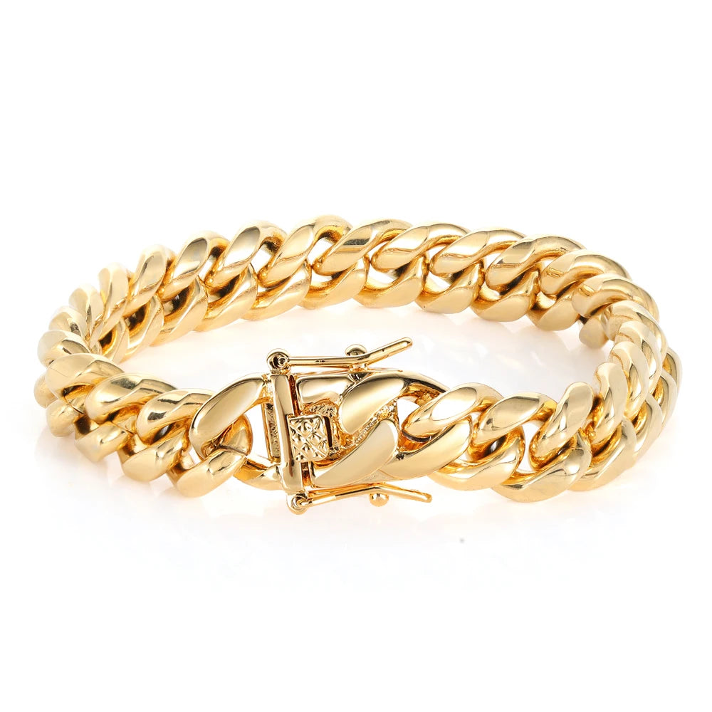 Iced Out Cuban Chain Necklace Stainless Steel 12MM