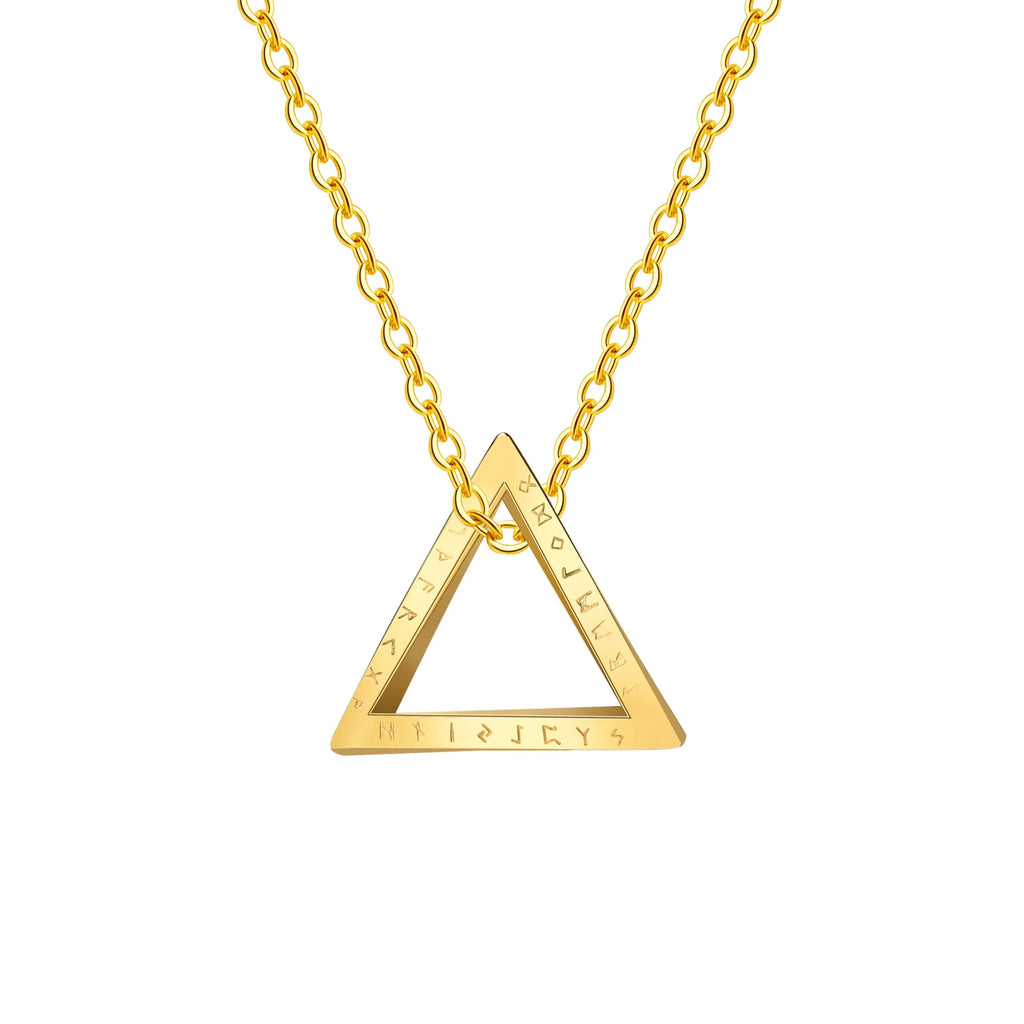 Vnox Norse Viking Pendant Necklaces, Men Twisted Stainless Steel Mobius Triangle Charm, Vegvisir Nordic Valknut