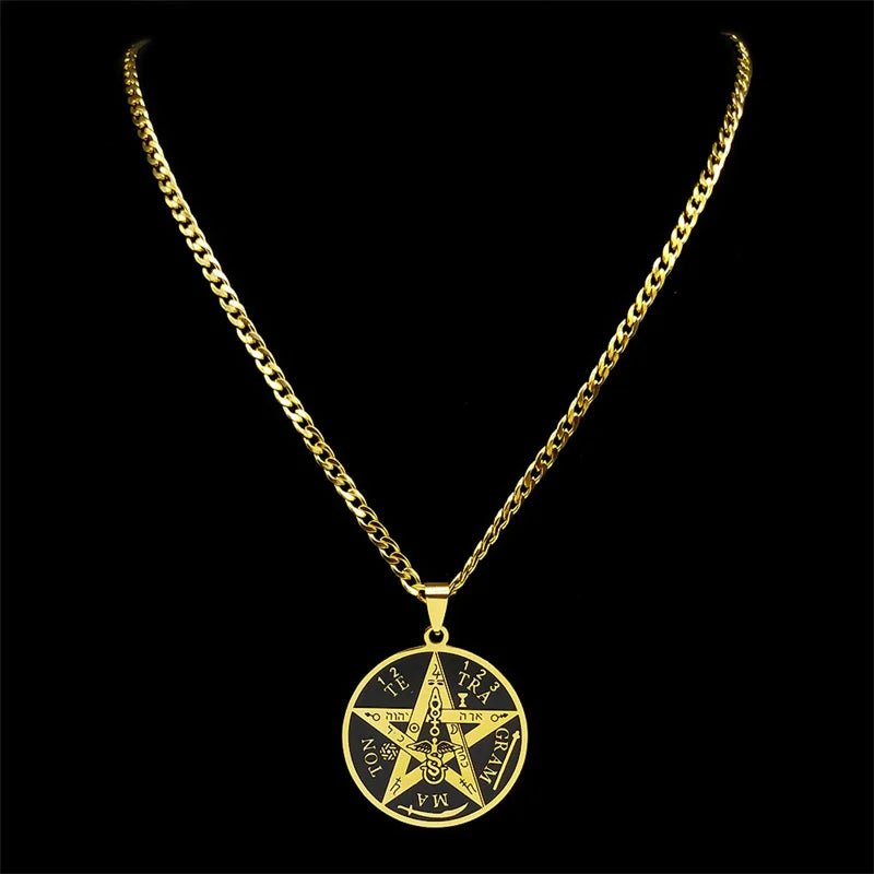 Solomon Pentagram Gold Pendant Necklace