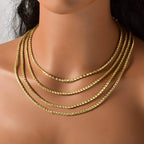 Textured Flat Woven Herringbone Chain Necklace Stackable 60cm