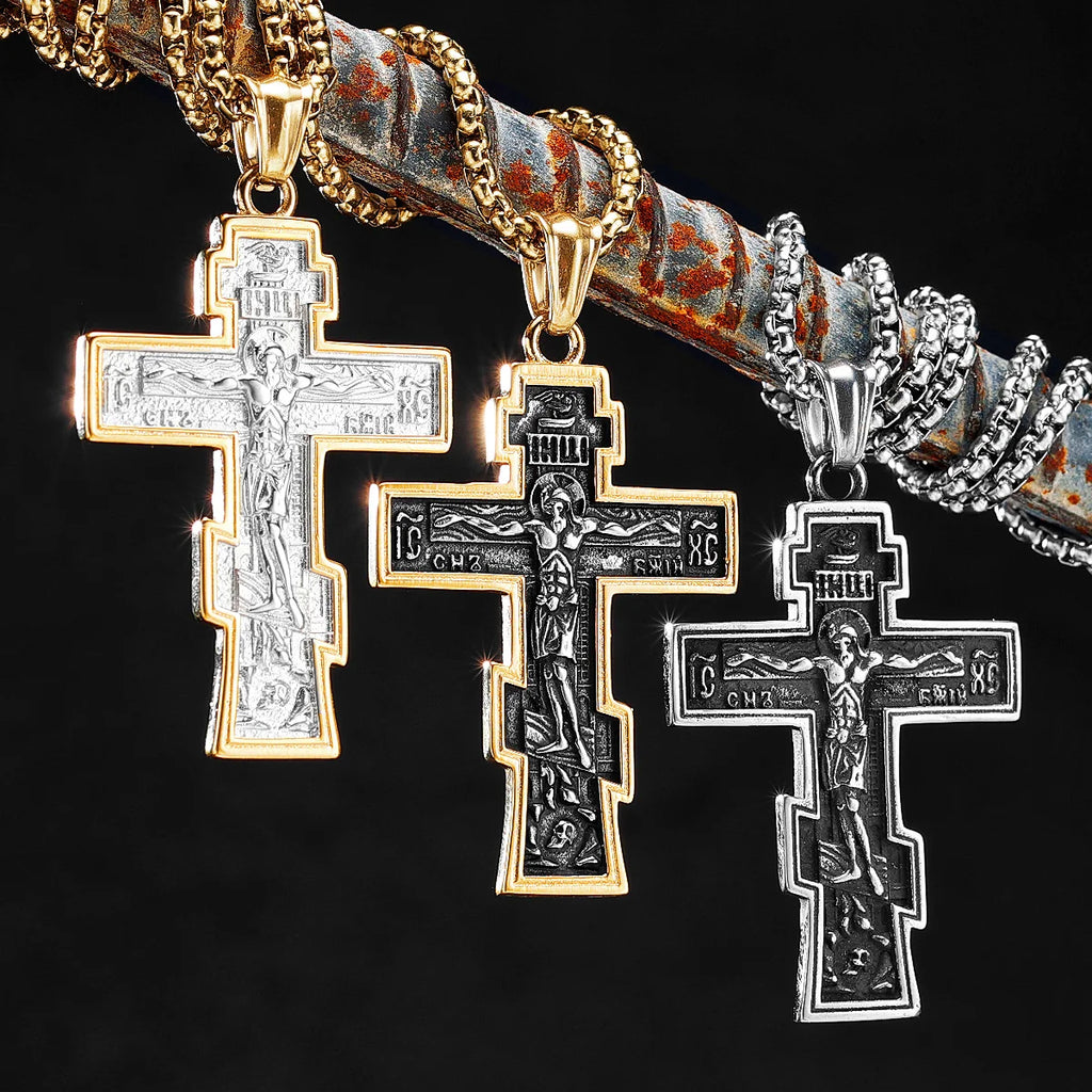 INRI Jesus Cross Pendant Necklace — Stainless Steel
